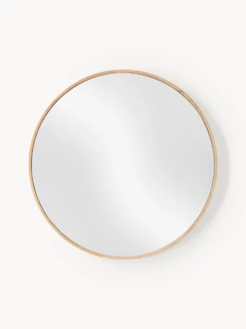 Okrągłe lustro ścienne Avery z ramą z brązowego dębu, Ø 55 x gł. 2 cm